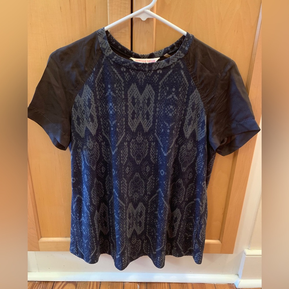 Rebecca Taylor Top Short Sleeve. Snakeskin Print Tee Size S